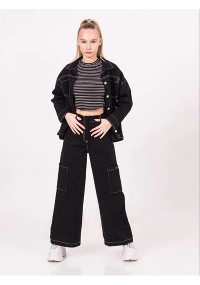 Zekids Kız Çocuk Gabardin Ceket-13921 Siyah