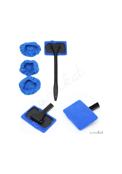 Mikrofiber Bez Cam Temizleme Aparatı 3 Adet Yedek Başlıklı 1 Adet