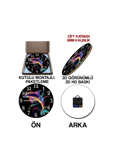 Sessiz Yuvarlak Ahşap Duvar Saati, Kuvars Hareketli 3d Görünümlü 2d Saat Sdw100 Renkli