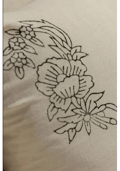 Doğal Pamuk Keten Kırlent Kılıfı 2 Adet, 45x45 Cm El Baskılı Şı