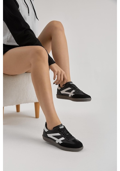 Tonny Black Termo Taban Yanı Şeritli Bağcıklı Unisex Siyah Beyaz Spor Ayakkabı Tbsz010 Siyah Beyaz