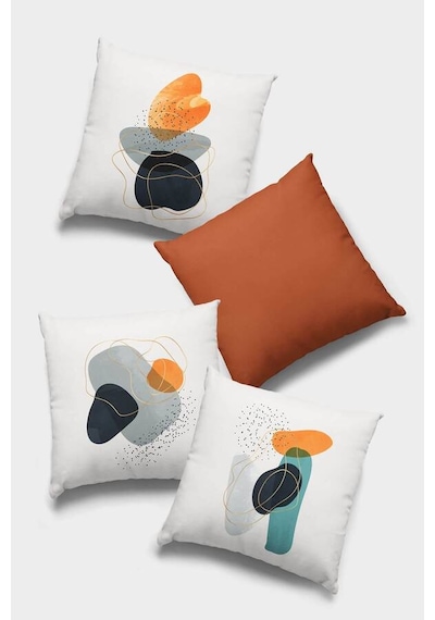 Turuncu Modern Çift Taraflı 4'lü Set Kırlent Kılıfı 4kr054n11