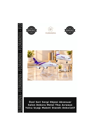 Özel Seri Sergi Objesi Aksesuar Salon Dekoru Metal Thaı Aırways Yolcu Uçağı Maketi Standlı Dekoratif