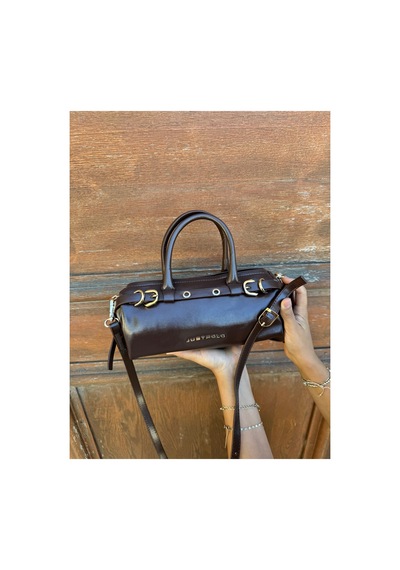 Just Polo Kadın Gold Detaylı Silindir Tasarım El Ve Omuz Çantası Shoulder Bag Ebat : 27 X 13 Cm Kahverengi