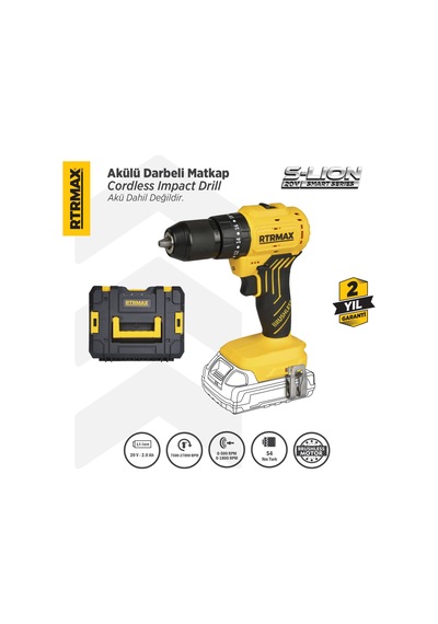 Rtrmax RTS5012B Şarjlı Darbeli Matkap Kömürsüz 54 Nm - Akü Hariç