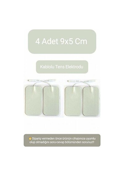 4 Adet 9x5 Cm Universal Büyük Boy Kablolu Tens Pedi - Tens Elektrot Pedi - Yedek Tens Elektrodu