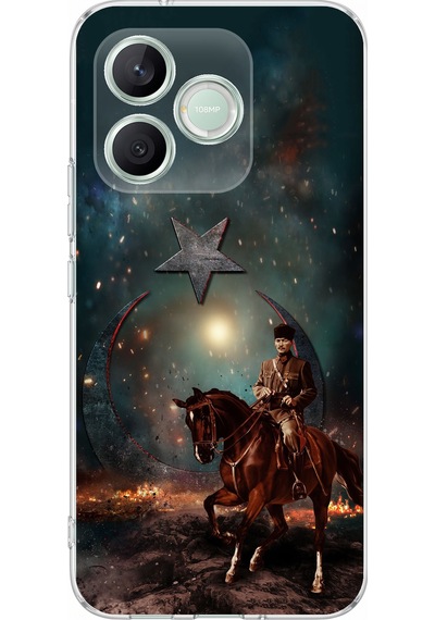 Honor 600 Lite Uyumlu Atatürk At Üstünde Zafer Baskılı Silikon Kılıf Renkli