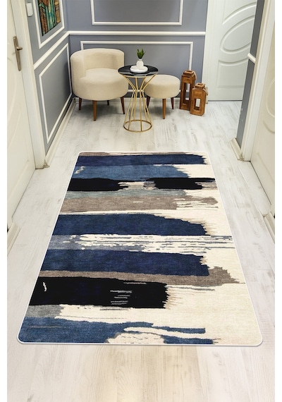 Modern Desenli Dijital Baskı Kaymaz Taban Halı H0942 Renkli