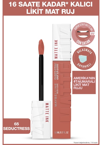 Super Stay Matte Ink Unnude Likit Mat Ruj - 65 Seductress - Nude 5 Ml 10 Lippy