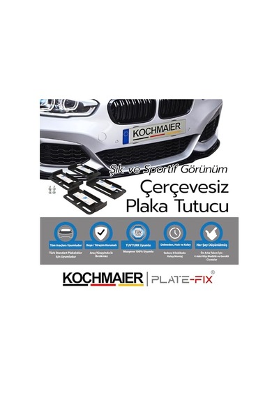 Plate-fix Çerçevesiz Takmatik Araç Plakalık Seti - Yeni Nesil Görünmez Plaka Altlığı, Gizli Plaka Sabitleme Aparatı 2 Adet - Set Ön Ve Arka