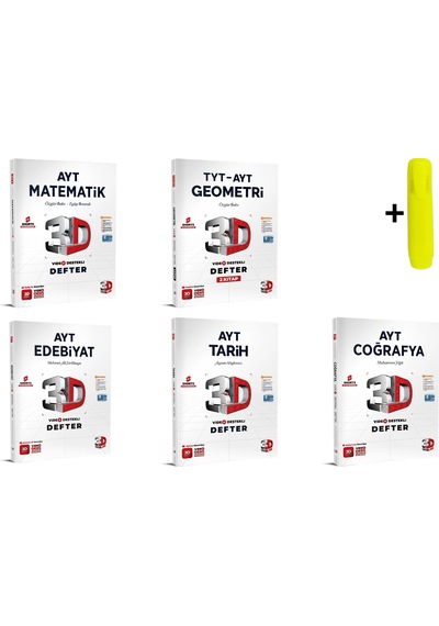 3d Yayınları Ayt Eşit Ağıtlık Matematik Geometri Edebiyat Tarih Coğrafya Defter Seti 5 Kitap