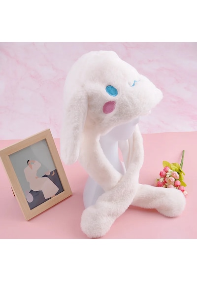Mj Toys Sanrio Kuromi Cinnamoroll My Melody Şapka Kulakları Hareket Eden Şapka Işıklı Modlu Peluş Bere Şapka Beyaz