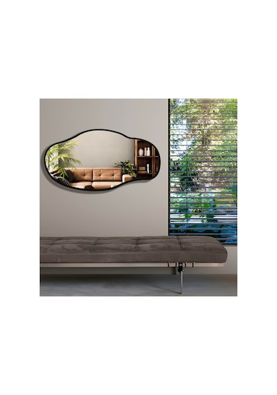 Ant Home Asimetrik Ayna, Konsol Aynası, Dresuar Aynası, Tuvalet Aynası, Boy Aynası 120x65 Cm Siyah