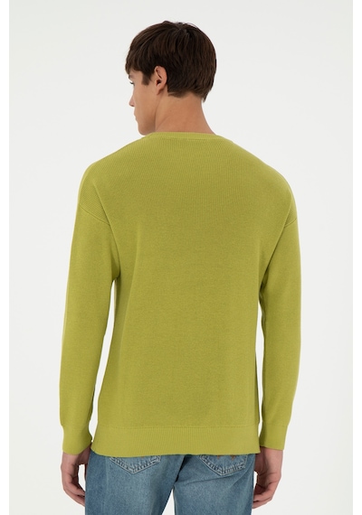 U.S. Polo Assn. Erkek Regular Fit Bisiklet Yaka Fıstık Yeşili Basic Kazak 50298267-VR087