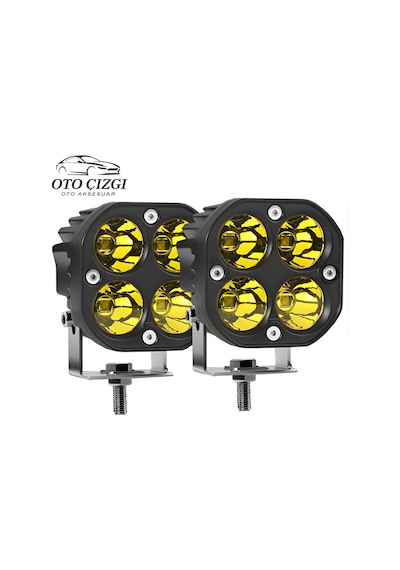 3 İnç 40w Kare Led Çalışma Ve Sis Lambası - 3500k Sarı Işık 4000lm / 4 Xhp50 Led
