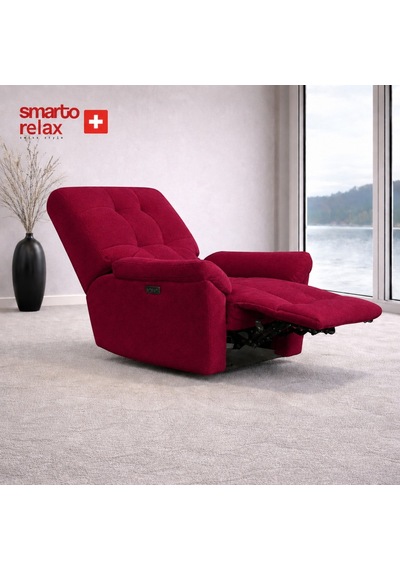 Smarto Relax Porto Liftli Çift Motorlu Elektrikli Ayağa Kalkma Destekli Polyester Hasta Ve Baba Tv Koltuğu Bordo