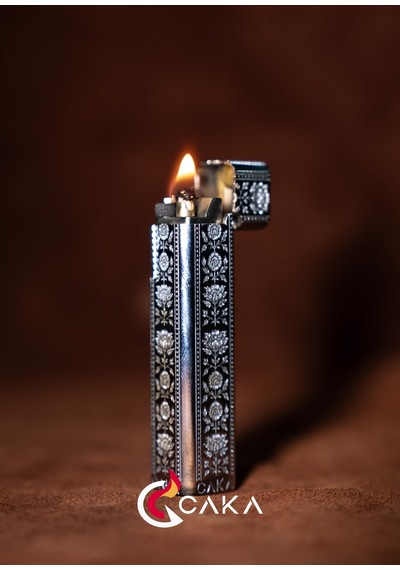 Caka Lighter Petra Flora Silver Benzinli Çakmak - Ckl-065