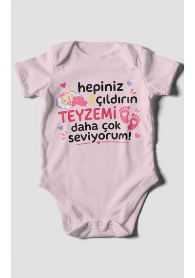 Morivokids Teyzeye Özel Kısa Kollu Bebek Body %100 Pamuk Zbn195-kk Bebe Pembe