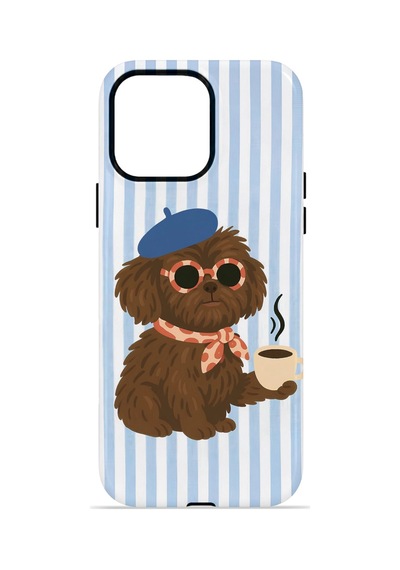 Apple iPhone Uyumlu 14 Pro Max Vorian Çift Katmanlı Magsafe Kılıf Cafe Dog Riviera