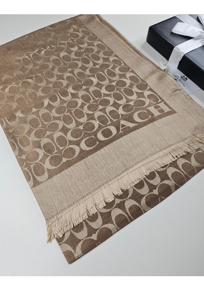 Miorel Scarfs C Desen Çift Taraflı Kaşmir İpek Şal 4 Mevsim Pamuk Şal Bej