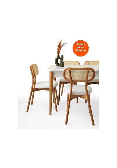 Kelebek Ortadan Açılır Büyüyen Yemek Masası Beyaz 80x130cm Beyaz