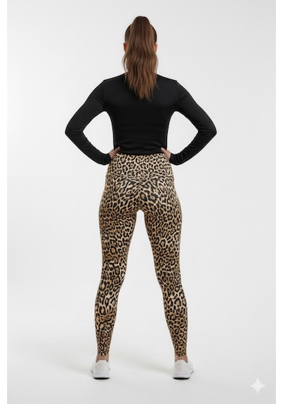 Weest Moda Leopar Desenli Kadın Tayt Esnek Sıpor &günlük Kulanım Fitnıs Taytı Leopar