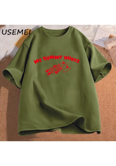 Flood Of Style Benim Karın Acıyor Ayı Meme Grafik T Shirt Pamuk Kısa Kollu T-shirt Boy Adam Giysileri Komik Yeşil