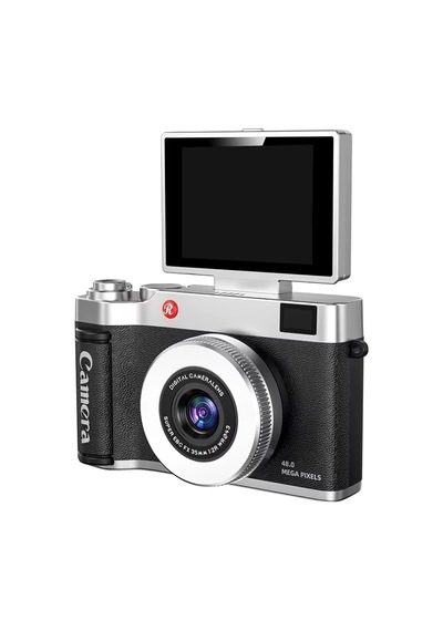 4k Çantalı Dijital Retro Video Kamera 48mp 16x Zoom Işıklı 32gb Kart Dijital Fotoğraf Makinesi Siyah - 100