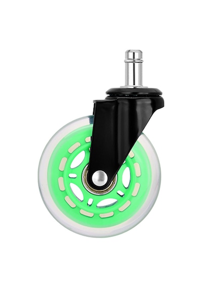 S-wheels Motion Silikon Oyuncu Koltuğu Tekeri 75mm - Yeşil Ofis Koltuk Tekeri Ultra Sessiz Sandalye Tekeri Yeşil