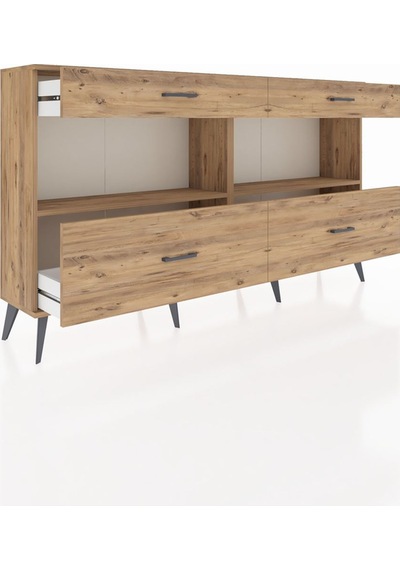 Arges Konsol 2 Raflı 4 Çekmeceli 176x30x99 Çam-çam Çam-çam