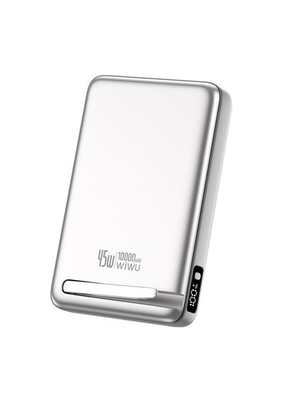 Wiwu Wi-p090 Mag Pro Serisi Qi2 Teknolojili Standlı 45w M-safe Wireless Powerbank 10.000mah Gümüş