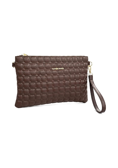 Sanmorris Kadın Suni Deri Ayarlanabilir Çapraz Ve El Askılı Portföy, Clutch Çanta Koyu Kahverengi