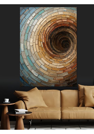 Derinleşen Taş Spiral Optik İllüzyon Dekoratif Kanvas - Mdf Ahşap Tablo
