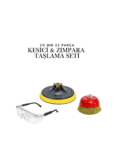22 Parça Spiral Avuç İçi Taşlama Seti - 115mm Cırt Zımpara Tablası, Inox Kesici Ve Flap Disk Seti - Zımpara Ve Kesici Hobi Seti