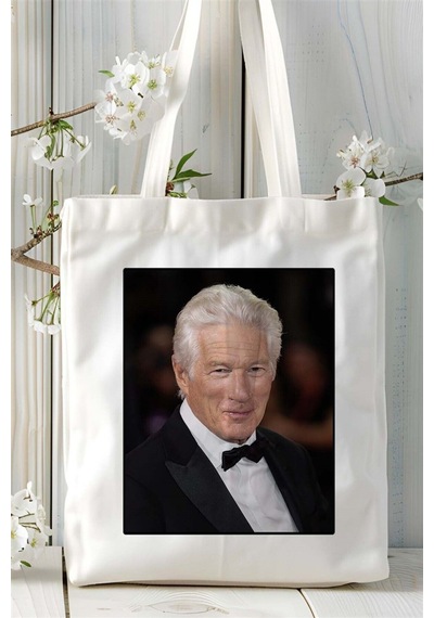 Art Hediye Richard Gere Baskılı Bez Çanta Omuz Çantası Kişiye Özel Desen 3 Çok Renkli