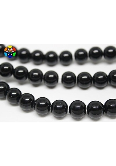 Yasam Tohumu Onix Oniks Taşı Parlak Yarım Dizi 10 MM 18 CM Çok Renkli