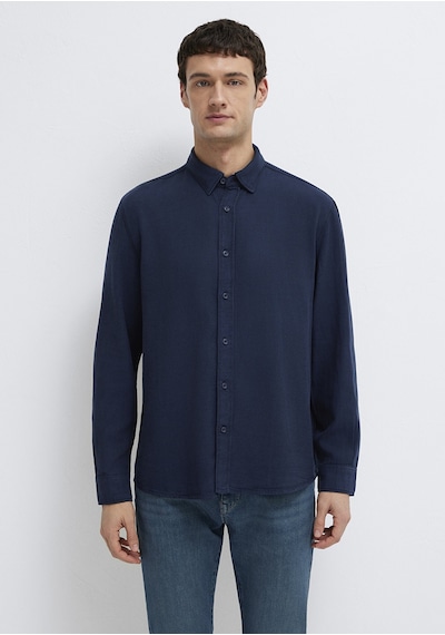 Mavi - Keten Karışımlı Lacivert Tencel Tm Liyosel Gömlek 0211482-70490 Lacivert