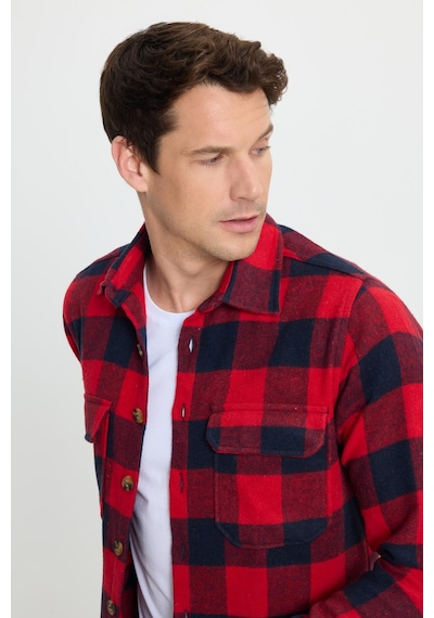 Tudors Erkek Slim Fit Dar Kesim Uzun Kollu Kapaklı Çift Cepli Kareli Kışlık Oduncu Gömlek-41621 Çok Renkli Tudors Erkek Slim Fit Dar Kesim Uzun Kollu Kapaklı Çift Cepli Kareli Kışlık Oduncu Gömlek-41621 Çok Renkli
