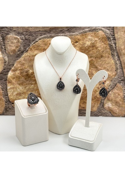 Elmas Montür Rosegold Özel Üretim Gümüş Set Takım - Lvrset07 Rose Gold