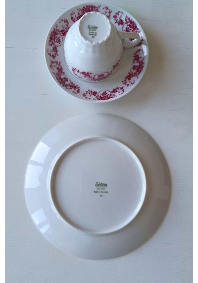 Edelstein 73 Pembe Gül Desenli Vintage Çay Fincanı Seti 3 Parça Pembeçiçek