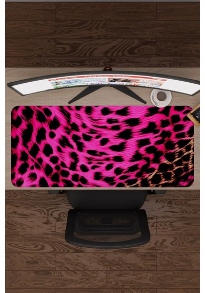 Leopar Kaymaz Dikişli Kauçuk Oyuncu Mousepad V5 - 90x40 Xxl Gaming Mouse Pad Fare Altlığı