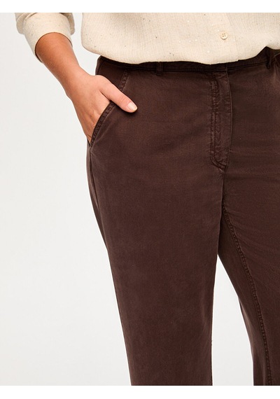 Faik Sönmez Straight Fit Liyoselli Parça Boya Pantolon S26pnt011 Us26pnt01130 Kahve