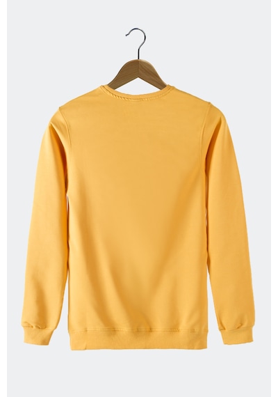 Terapi Men Erkek Hardal Bisiklet Yaka Basic Düz Sweatshirt HARDAL