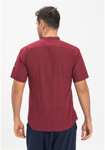 Kısa Kol Şile Bezi Bodrum Erkek T-shirt Koyu Bordo 3068 Bordo