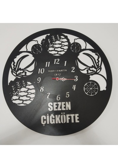 Çiğ Köfte Ciler İçin Özel Tasarım Saat Kişiye Özel İsim Yazılı Renkli