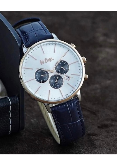 Lee Cooper Lc-18799 Deri Kordon Lacivert Fonksiyonlu&takvimli Erkek Kol Saati Rose Gold