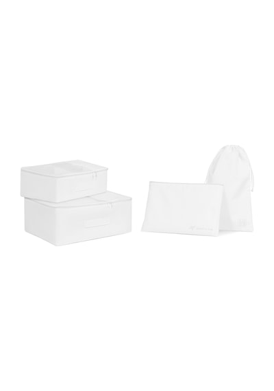 Ocean Home Textile 4'lü Yıkanabilir Beyaz Renk Paraşüt Kumaş Bavul İçi Organizer Set