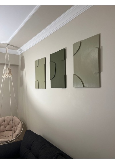 Cıgılwood Taşlar Ahşap Bohem Tablo 3 Set
