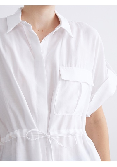 Lcwaıkıkı Classic Beyaz Modal Karışımlı Oversize Kadın Gömlek