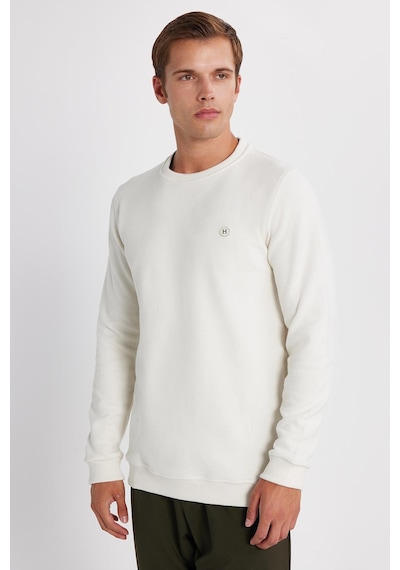 Tudors Erkek Slim Fit Dar Kesim Pamuklu Selanik Kumaş Bisiklet Yaka Ekru Sweatshirt-35780 Ekru Tudors Erkek Slim Fit Dar Kesim Pamuklu Selanik Kumaş Bisiklet Yaka Ekru Sweatshirt-35780 Ekru